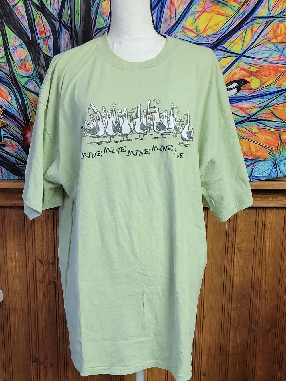 Disney Graphic Seagull Tee - Light Green Men’s Shirt 2xl